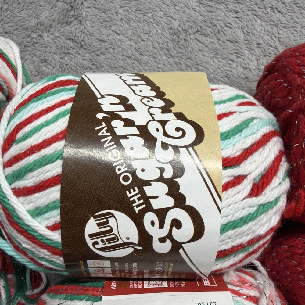 12 Skeins Lily Sugar'n Cream Christmas Sparkle Holiday Yarn Craft Red Green VTG - Picture 12 of 13